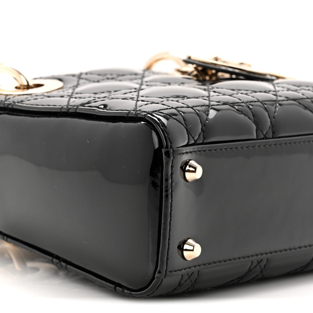 Christian Dior Patent Cannage Mini Lady Dior Black