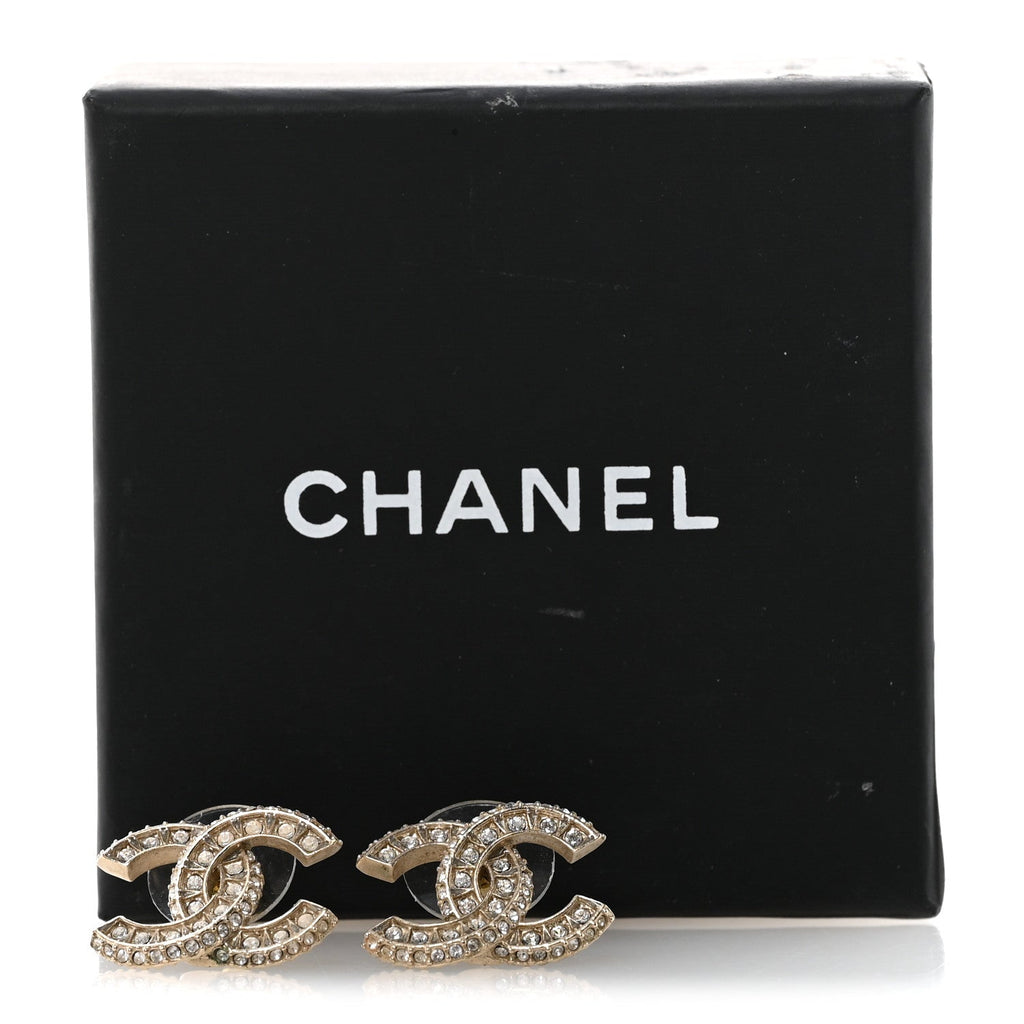 Crystal Timeless CC Earrings Light Gold