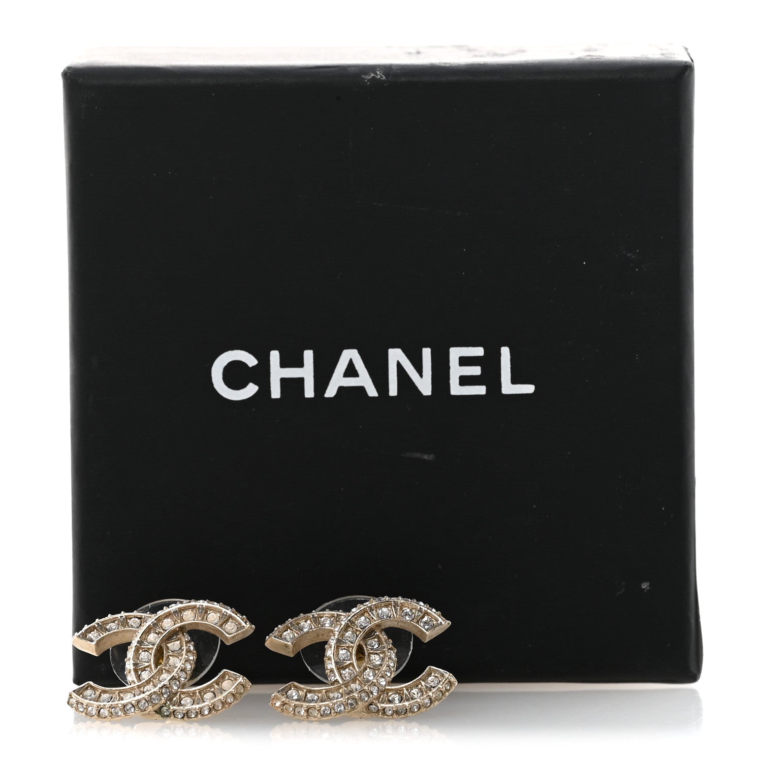 Crystal Timeless CC Earrings Light Gold
