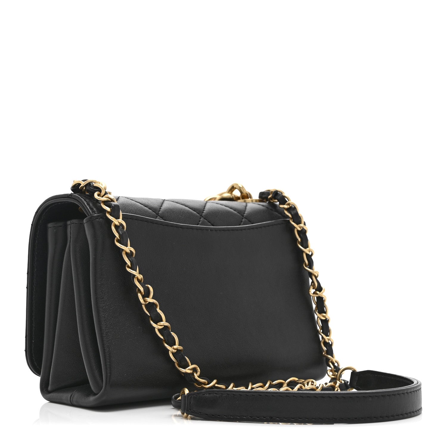 Chanel Calfskin Quilted Pearl Jewel Chain Flap Black