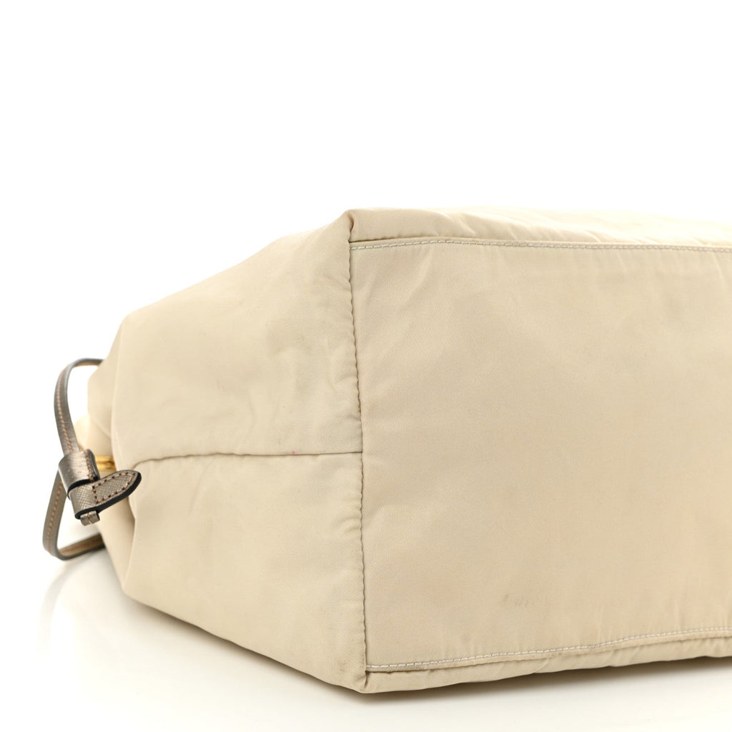 Prada Tessuto Nylon Saffiano Shopping Tote White