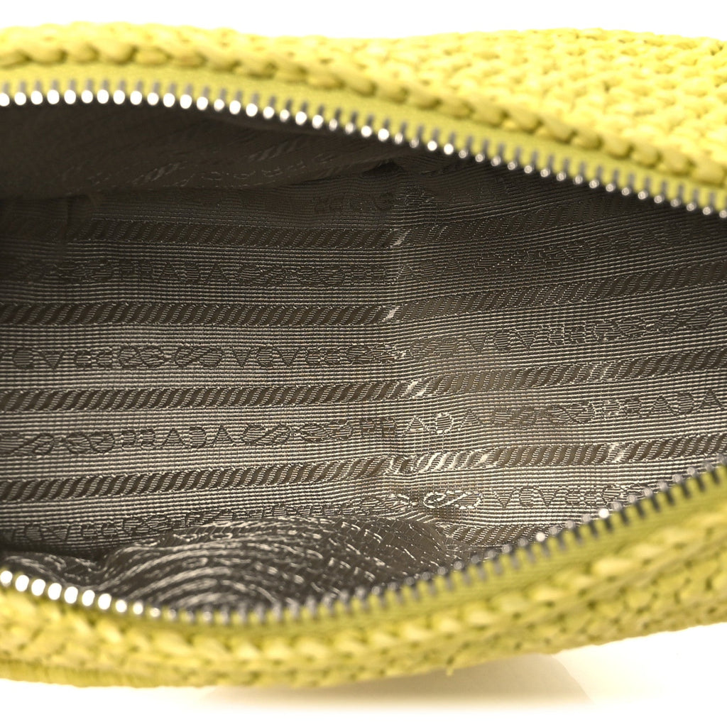 Prada Yarn Raffia Effect Crochet Triangle Shoulder Bag Giallo