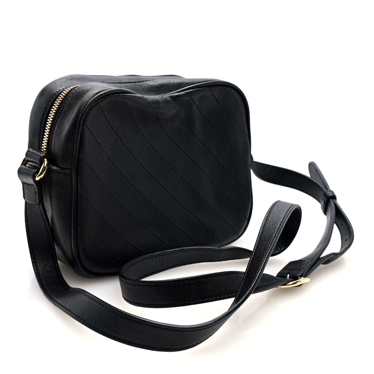 Gucci Sakai Be Green Calfskin Diagonal Stitched Small Blondie Shoulder Bag Black
