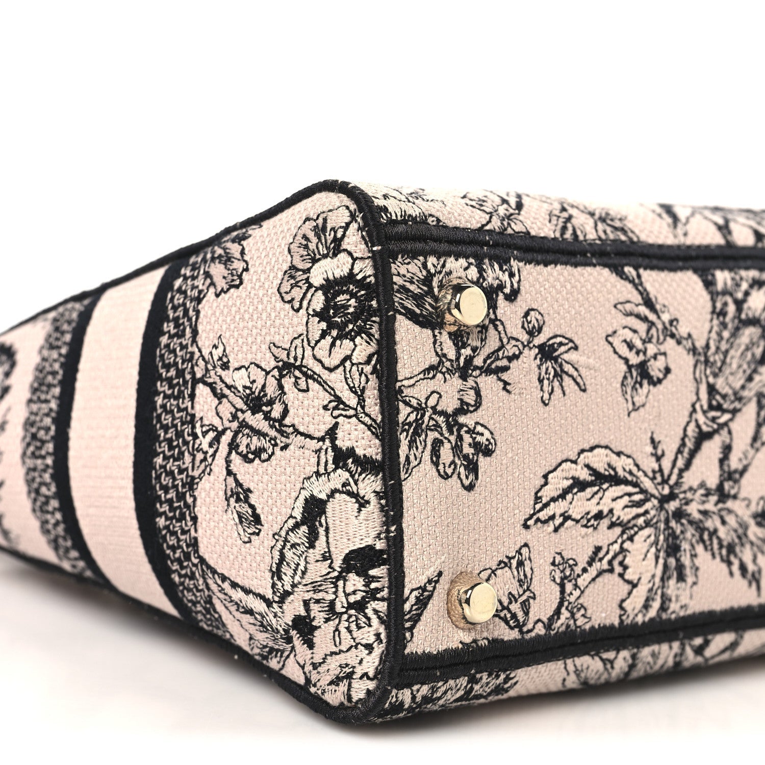 Christian Dior Canvas Embroidered Jardin Botanique Medium Lady D-Lite Light Pink Black