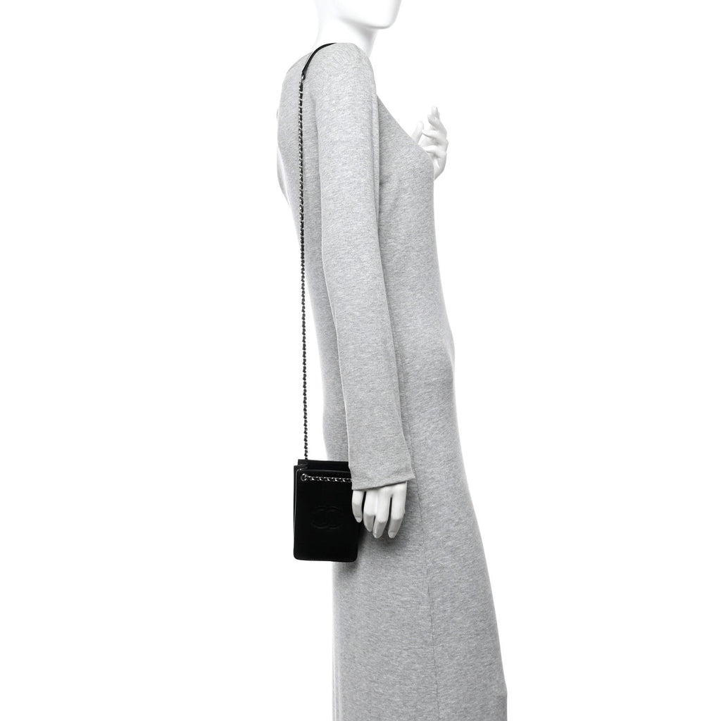Patent CC Phone Holder Crossbody Black