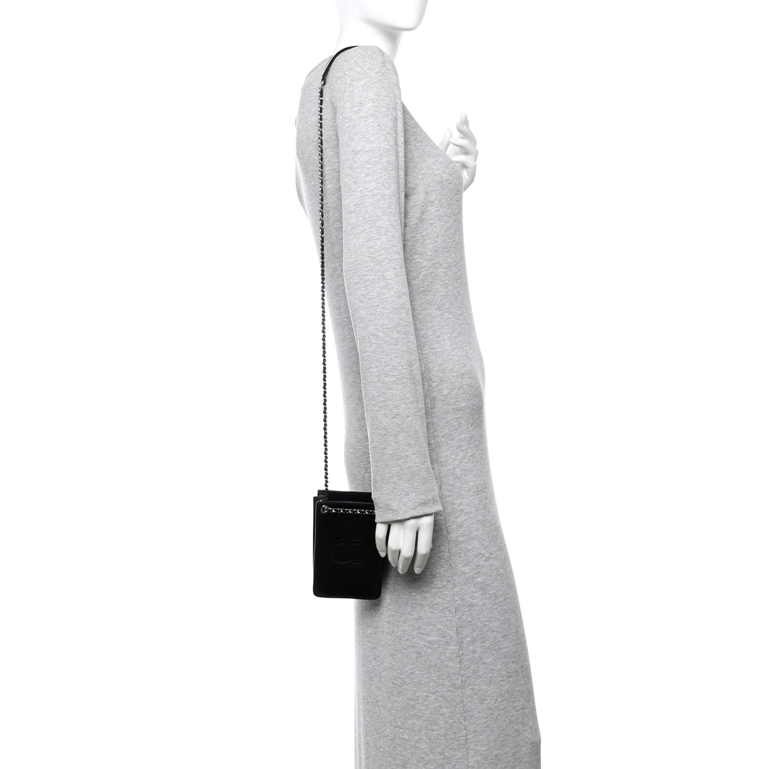 Patent CC Phone Holder Crossbody Black