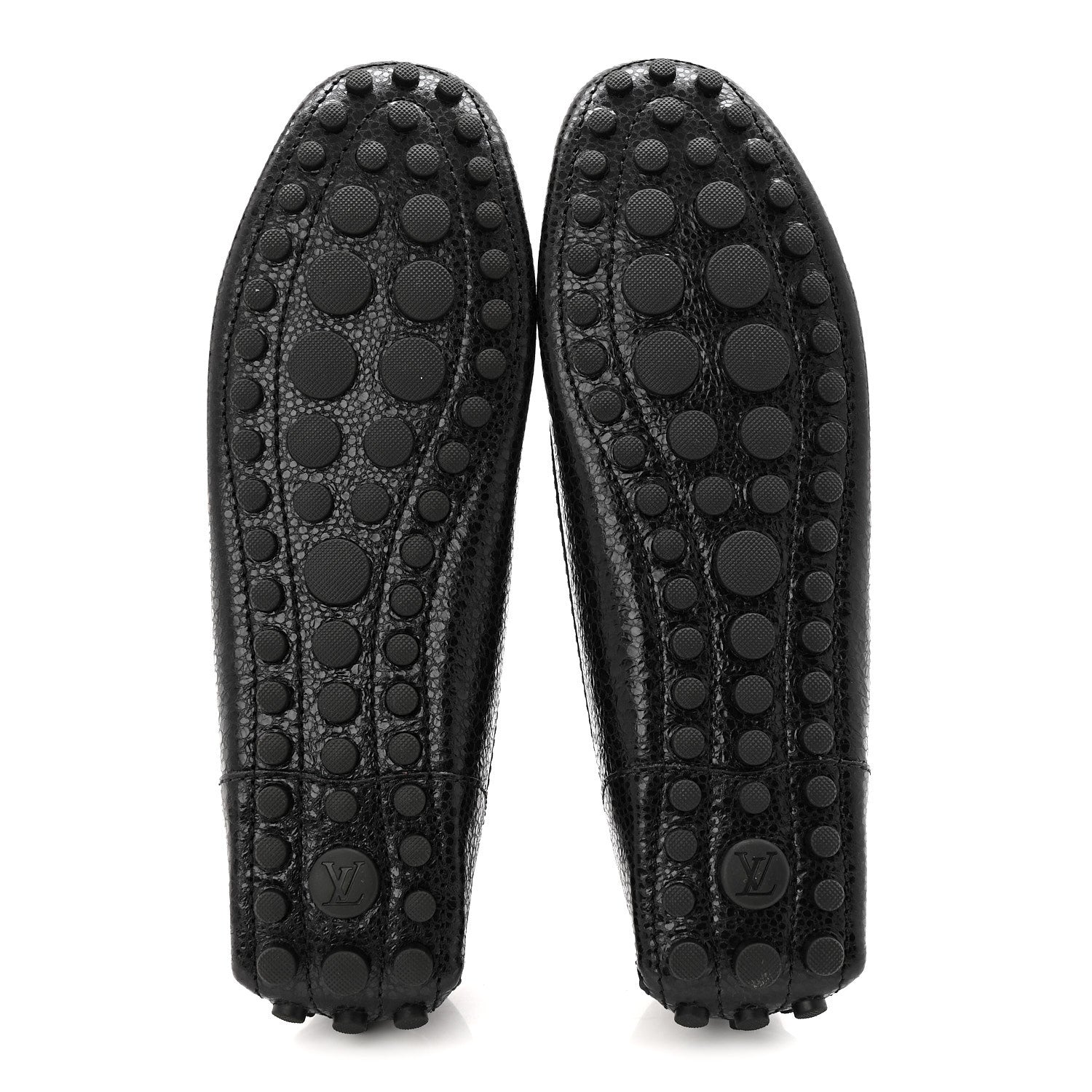 Louis Vuitton Grained Calfskin Close Up Flat Loafer 37 Black