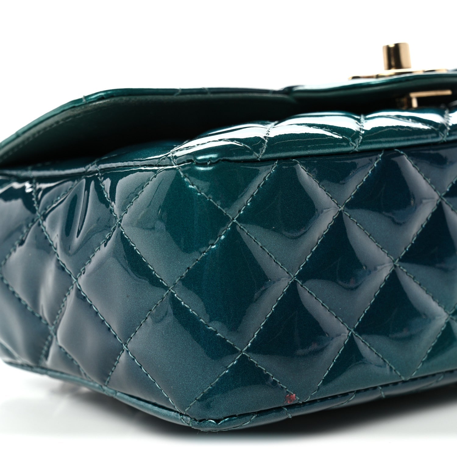 Chanel Shaded Patent Calfskin Quilted Mini Rectangular Flap Green Blue