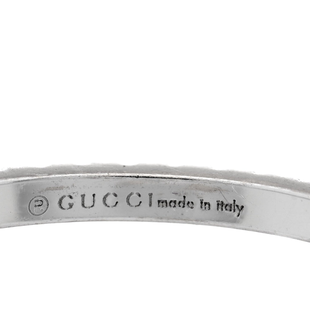 Gucci 18K White Gold Diamond Interlocking G Ring  53 6.5