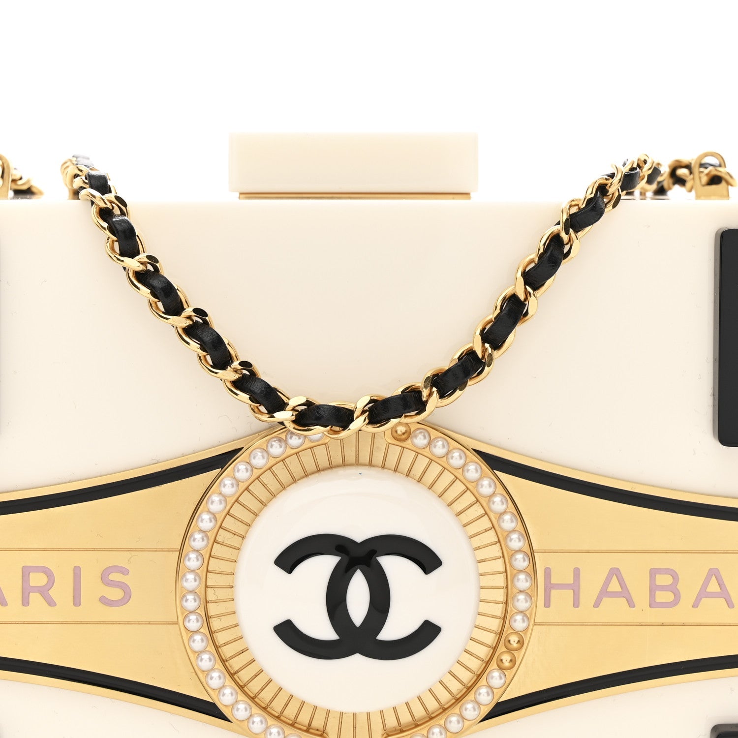 Chanel Plexiglass Boy Brick Havana by Night Clutch White Black