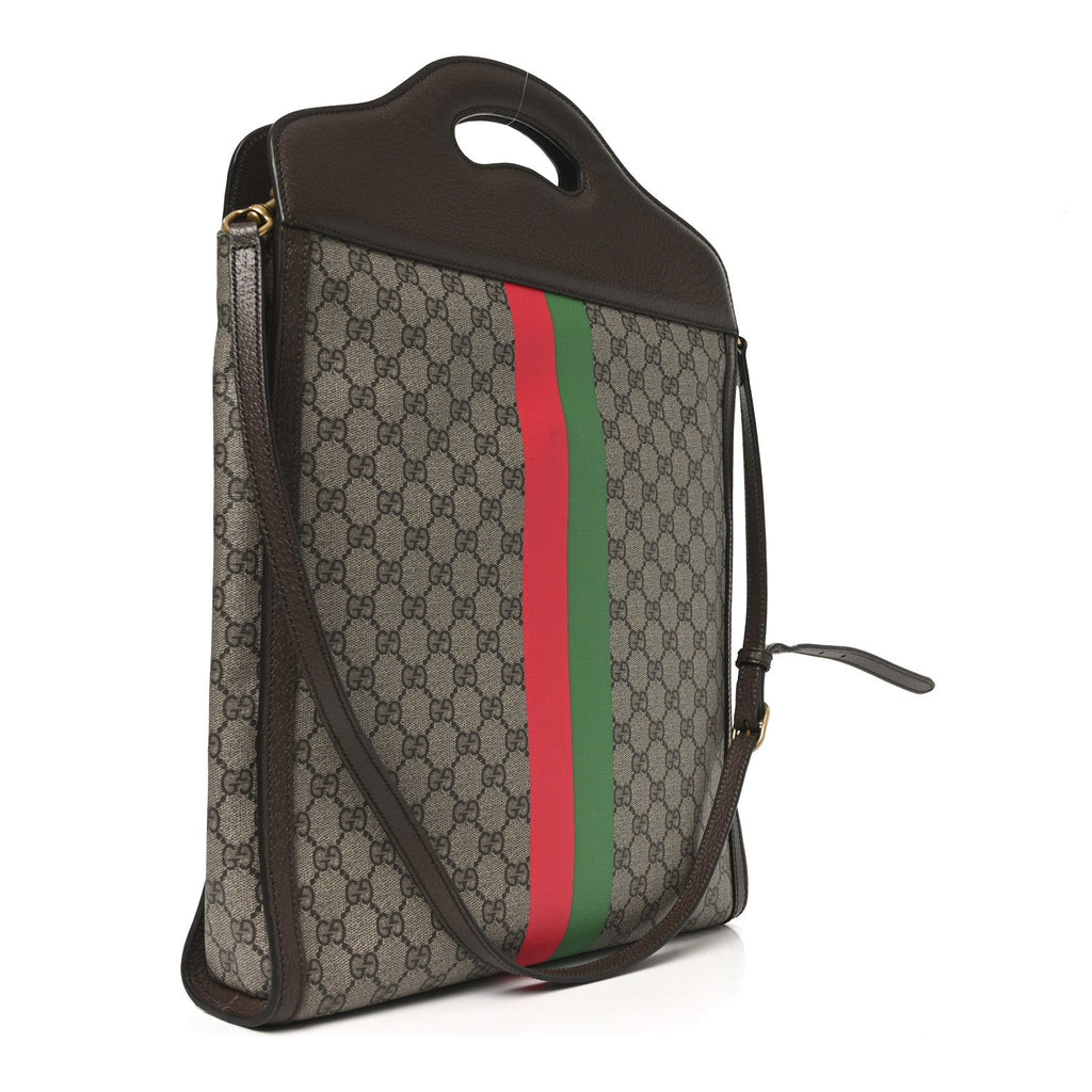 Gucci GG Supreme Monogram Textured Dollar Calfskin Web Gucci Tiger Slip Handle Tote Beige Ebony Live Red New Shamarock New Acero