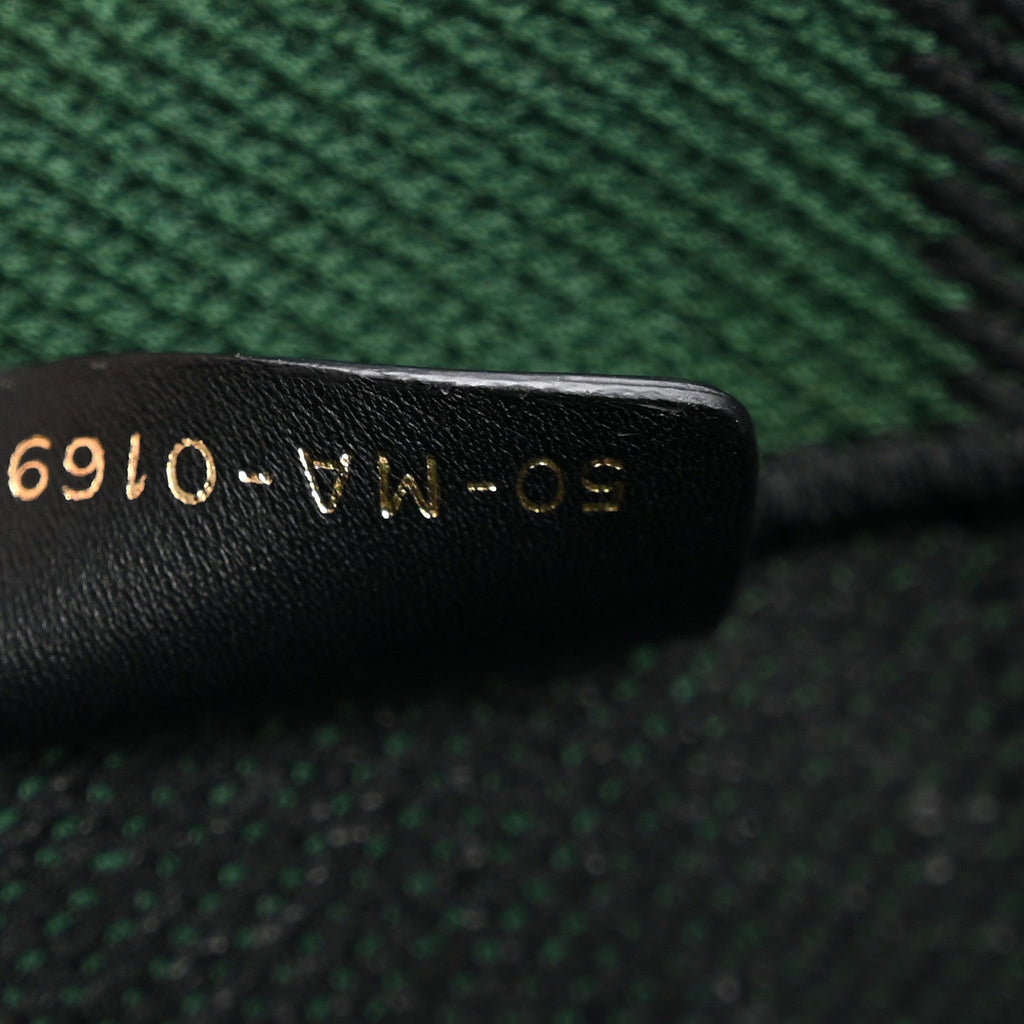 Christian Dior Canvas Embroidered Checkered Book Tote Black Green