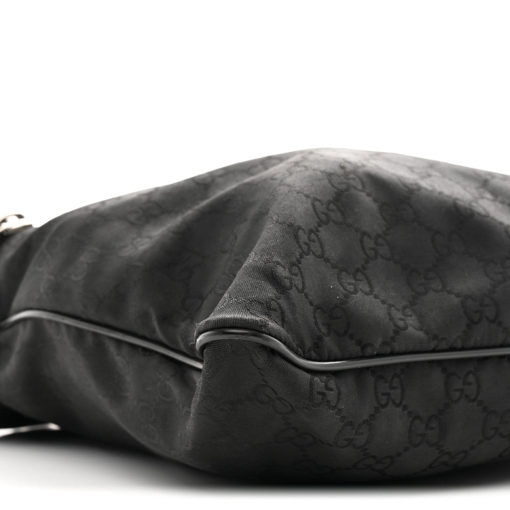 Gucci Nylon Monogram Medium Flat Messenger Bag Black