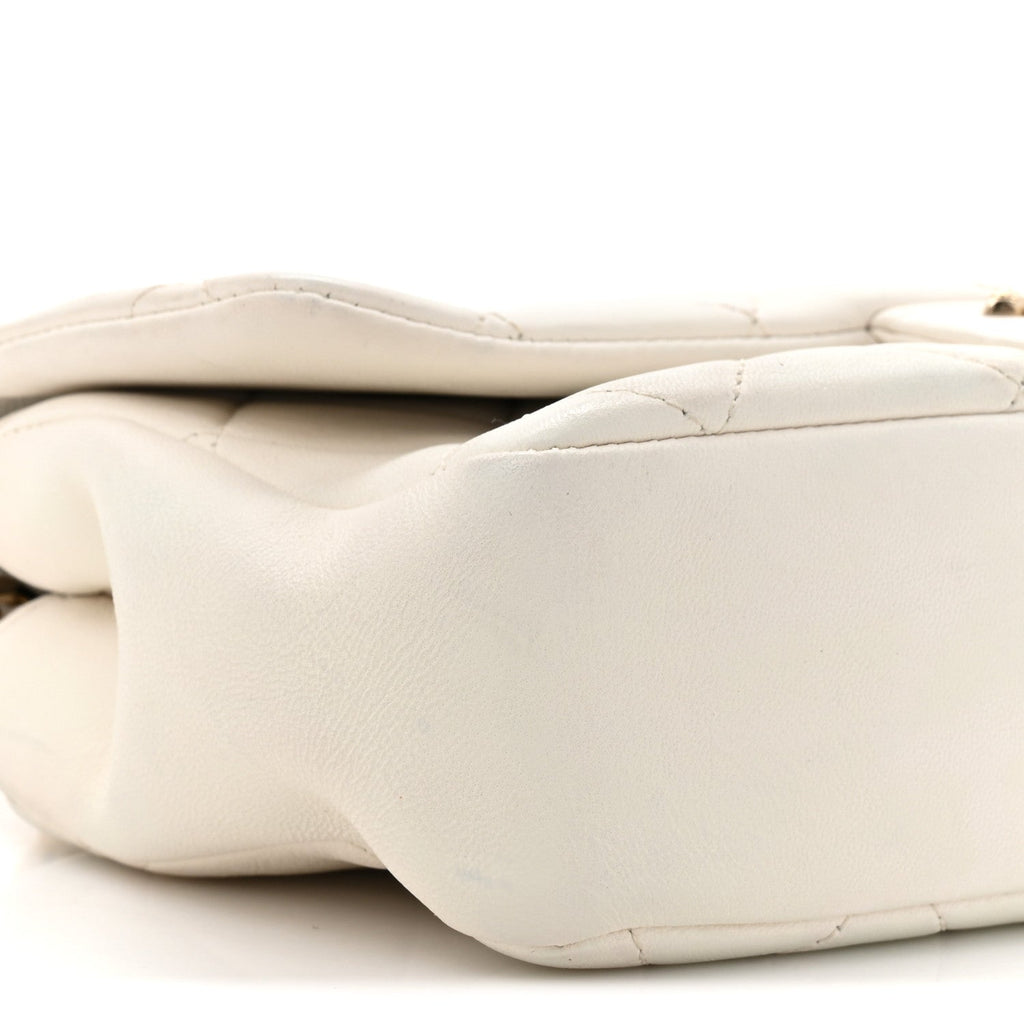Chanel Lambskin Quilted Resin Bi-Color Chain Flap Bag White