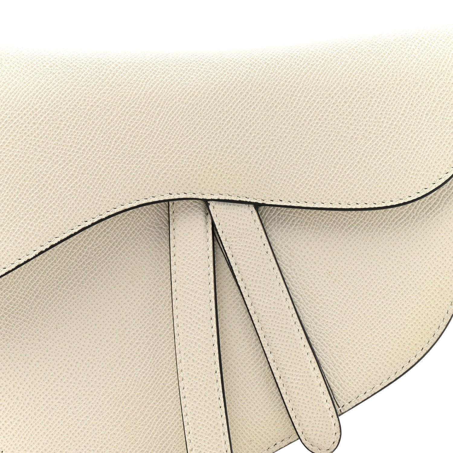 Christian Dior Grained Calfskin Saddle Bag White