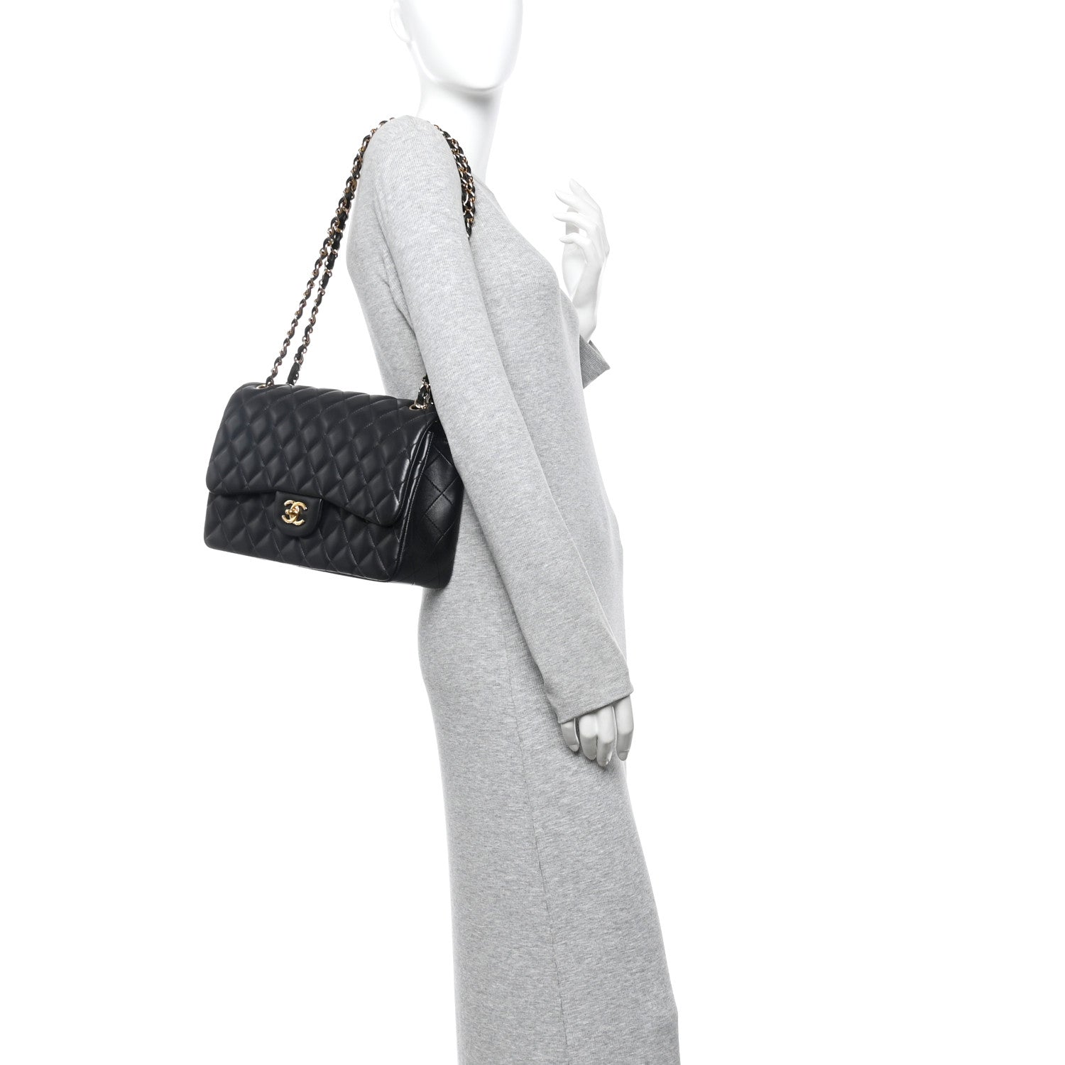Chanel Lambskin Quilted Jumbo Double Flap Black