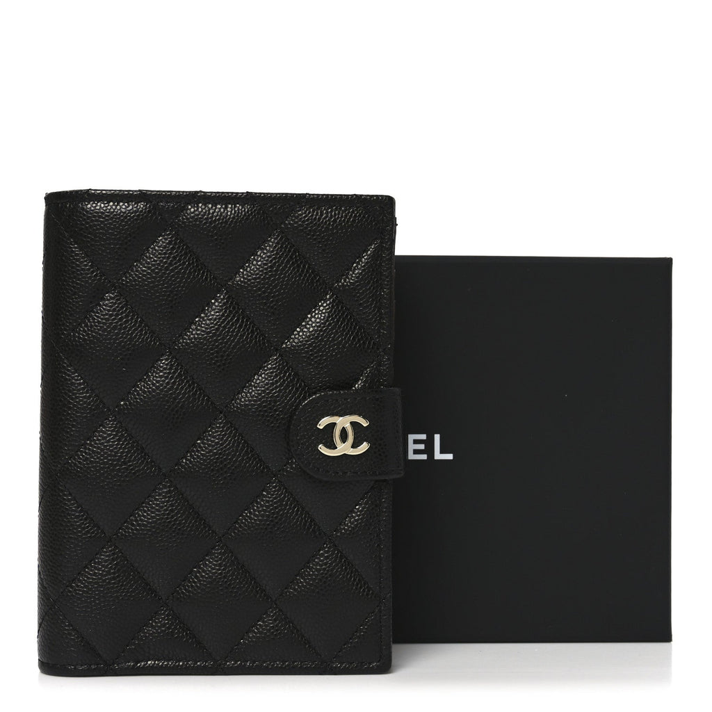 Caviar Quilted Passport Holder Black