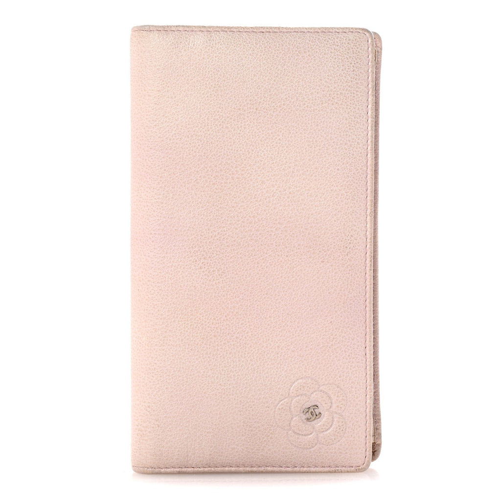 Goatskin Camellia Yen Wallet Pink