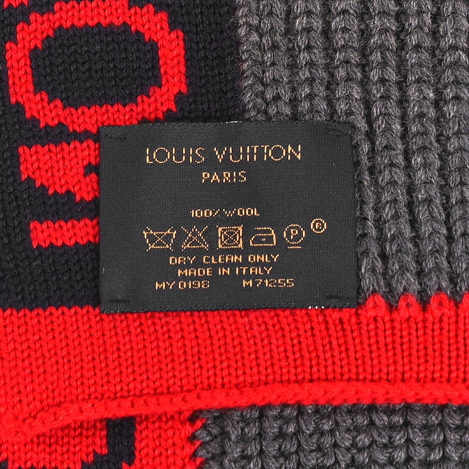 Louis Vuitton Wool Echarpes LV Generation Scarf Grey Red