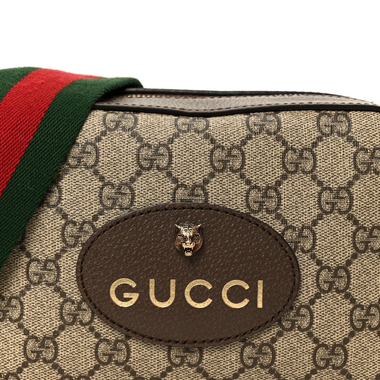Gucci GG Supreme Monogram Web Neo Vintage Shoulder Bag Beige New Acero Crop
