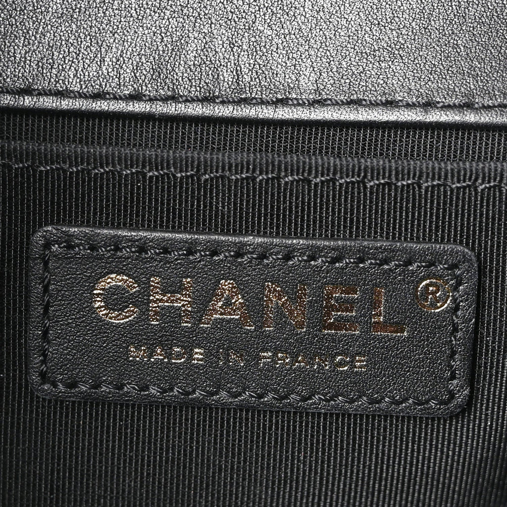 Chanel Calfskin Quilted Medium Boy Top Handle Flap Black