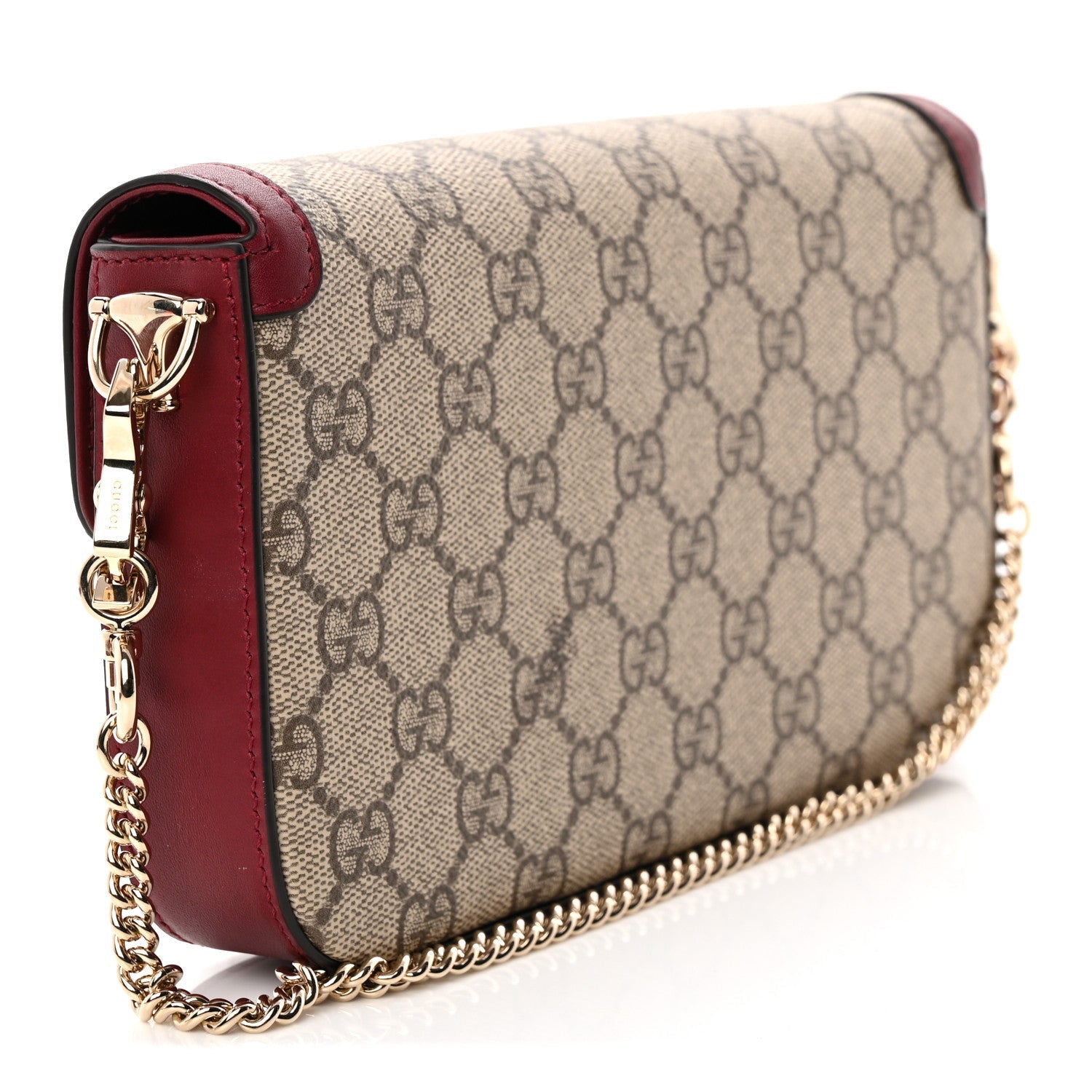 Gucci GG Supreme Monogram Azalea Calfskin Horsebit 1955 Mini Bag Beige Ebony Rosso Ancora