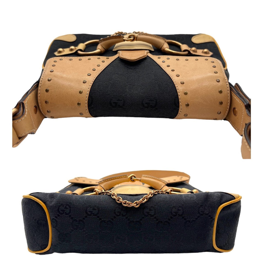 Gucci Monogram Rose Gold Horsebit Handbag