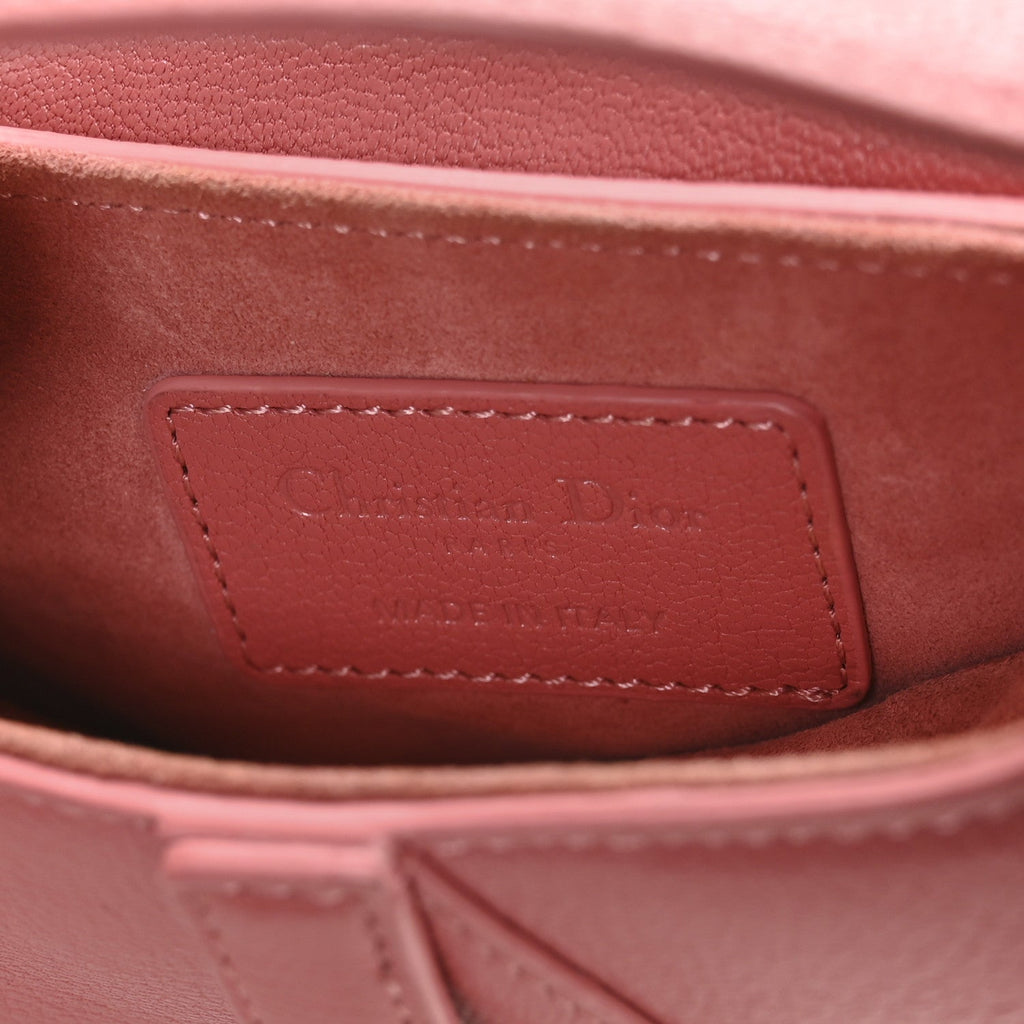 Christian Dior Goatskin Micro Saddle Bag With Strap Coral Powder