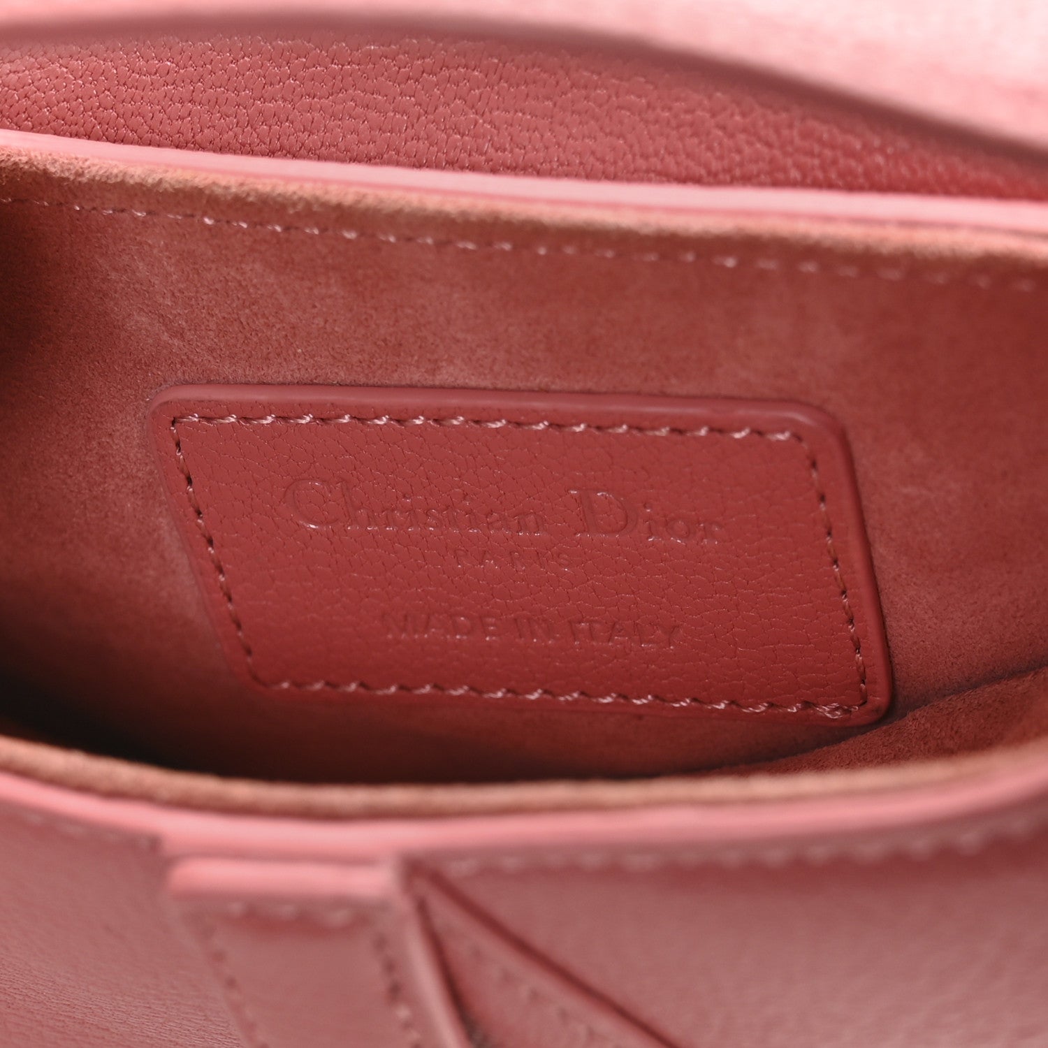 Christian Dior Goatskin Micro Saddle Bag With Strap Coral Powder