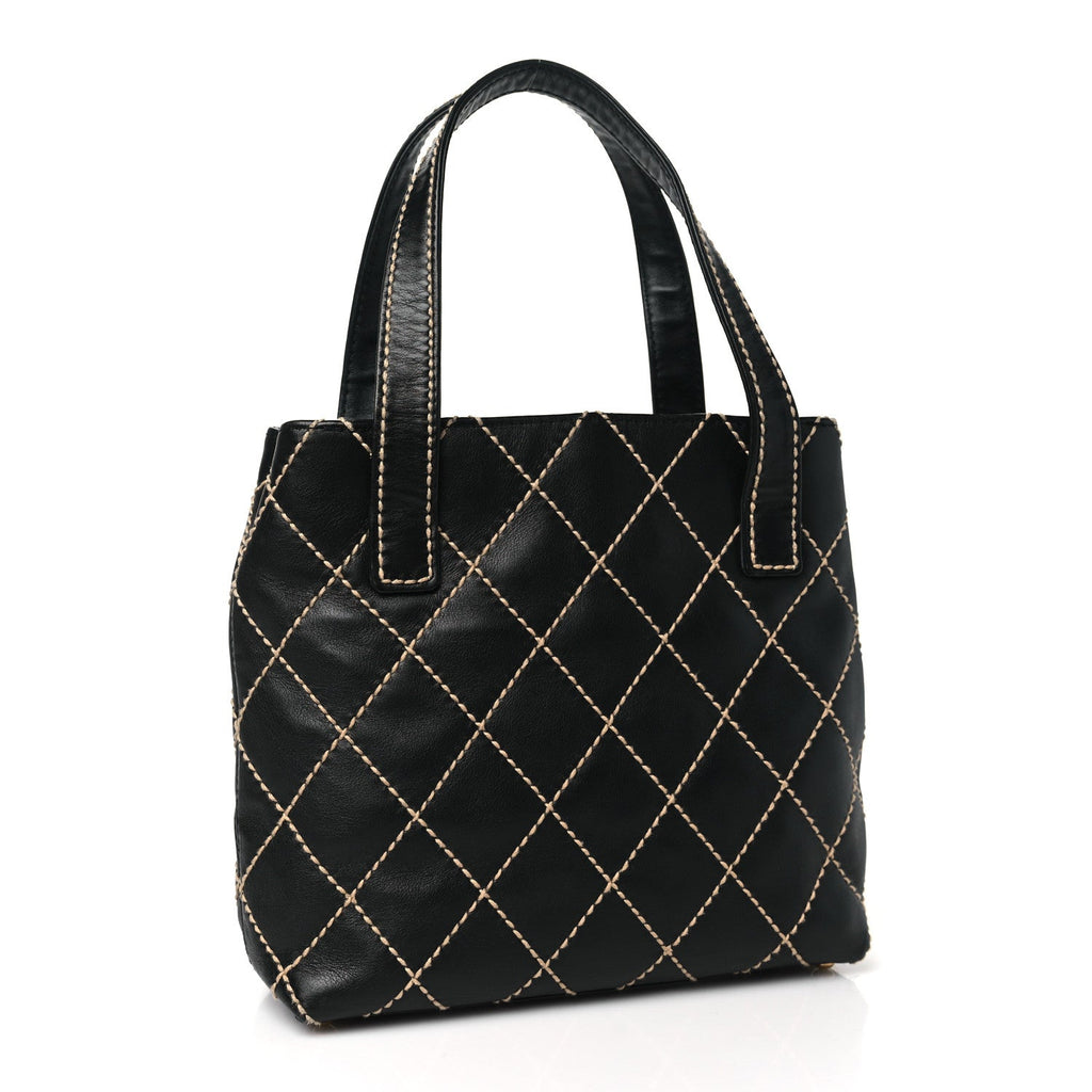Chanel Calfskin Stitch Small Surpique Tote Black