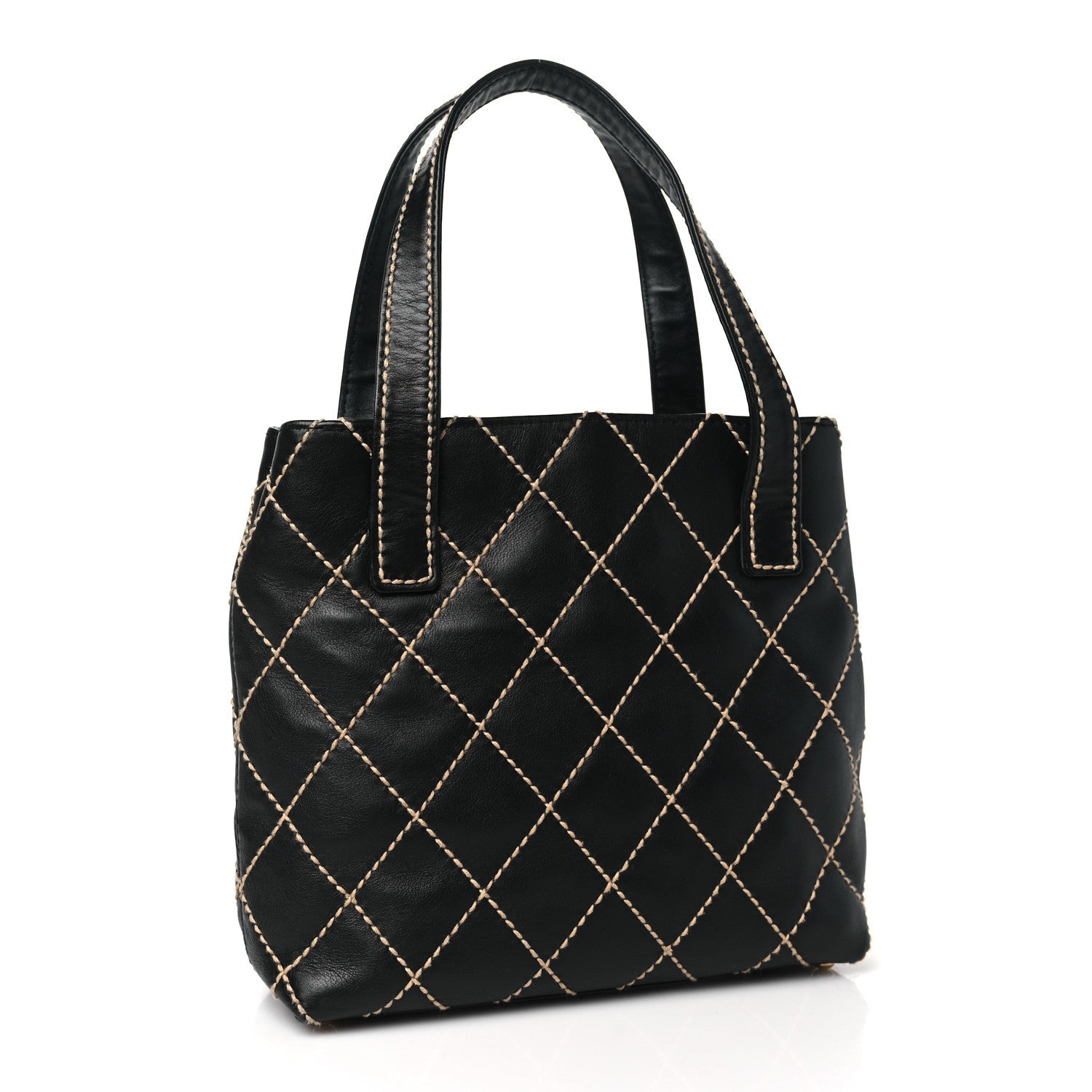 Chanel Calfskin Stitch Small Surpique Tote Black