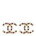 Crystal Enamel Large CC Earrings Gold Black White Pink