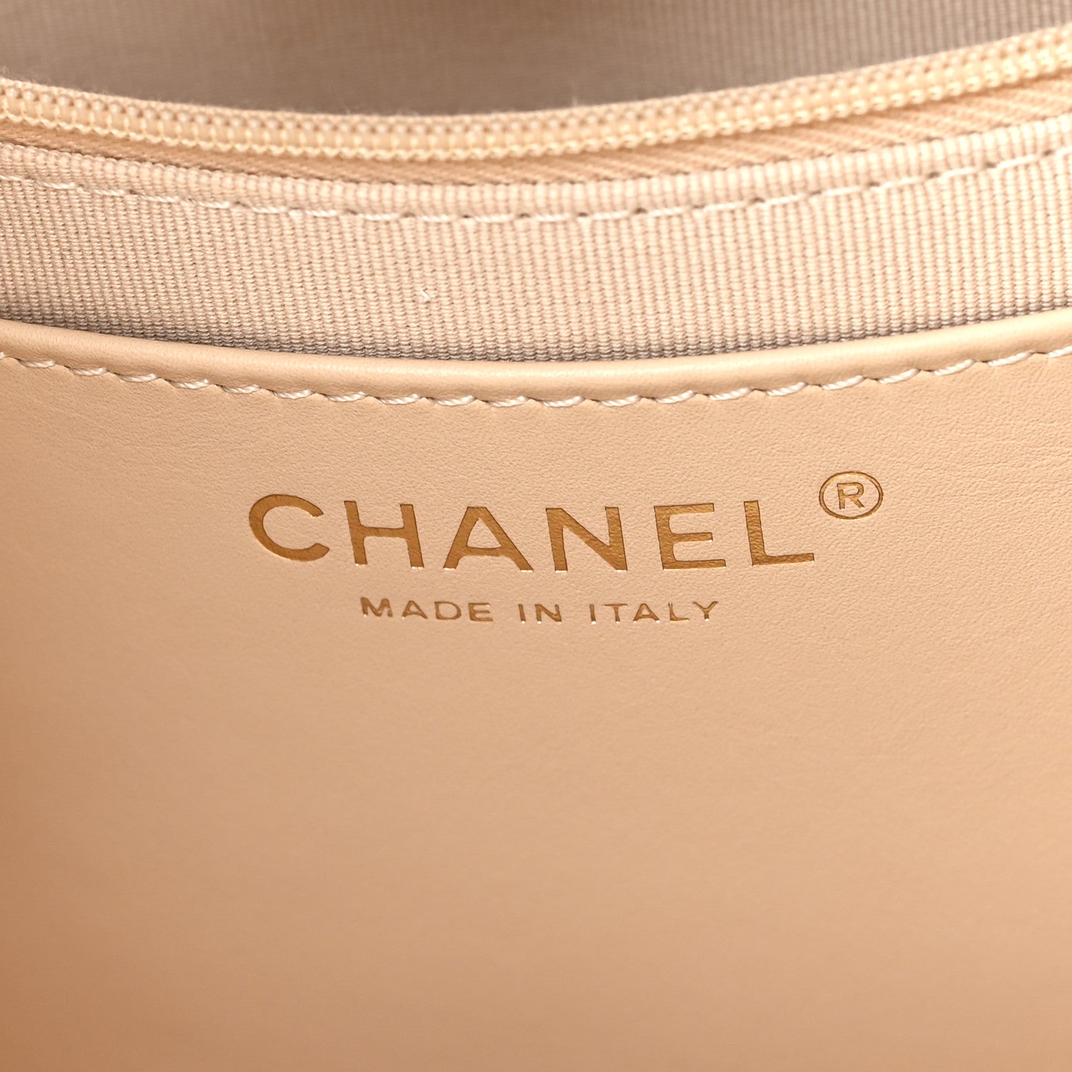 Chanel Caviar Stitched Pocket CC Large Tote Light Beige