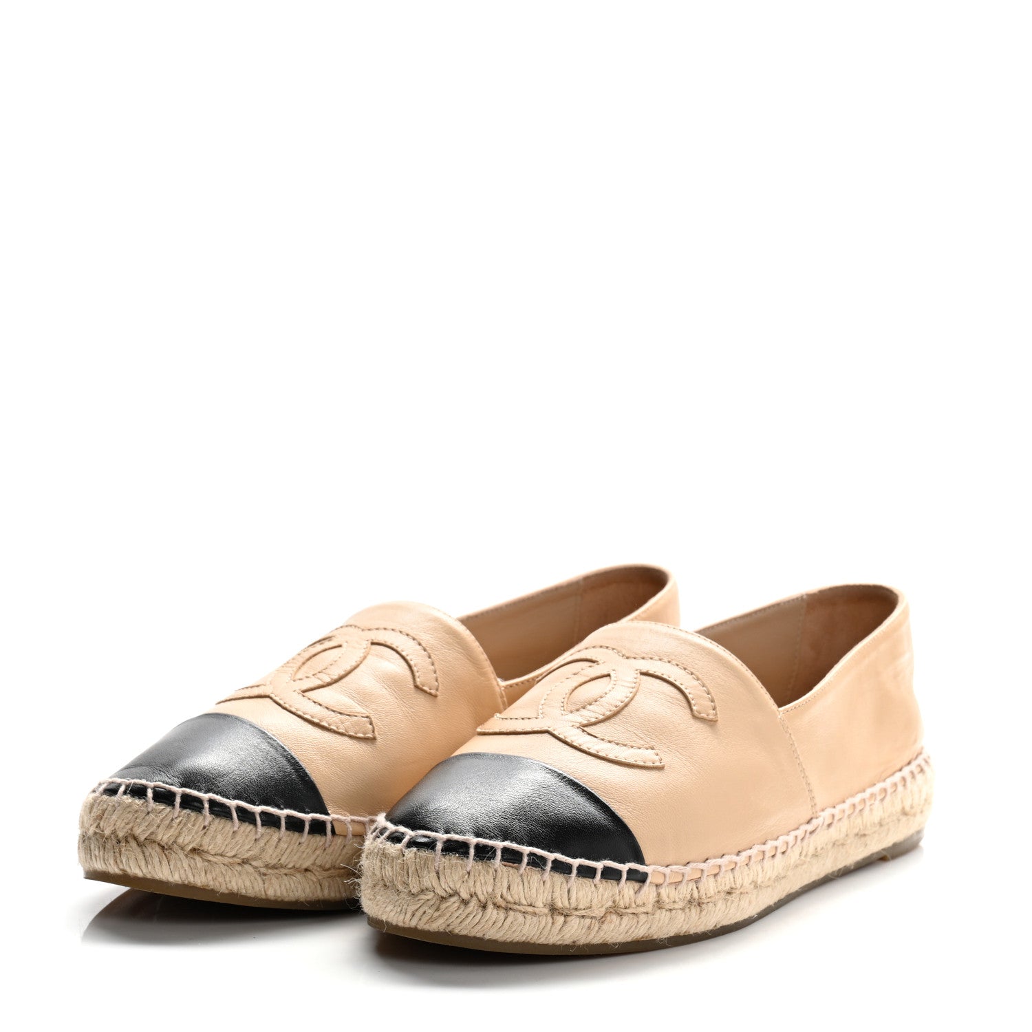 Lambskin CC Espadrilles 39 Beige Black