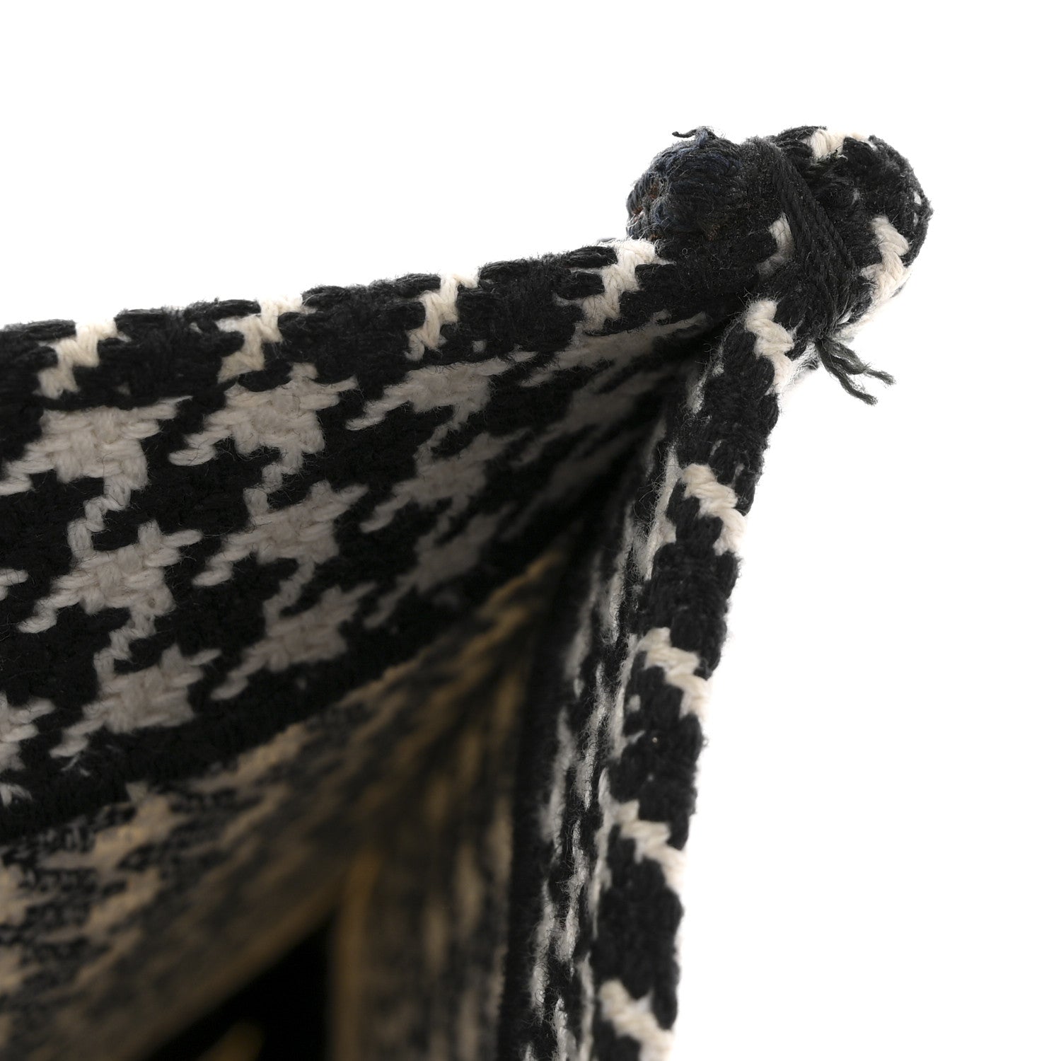 Christian Dior Canvas Houndstooth Embroidered Medium Book  Black White