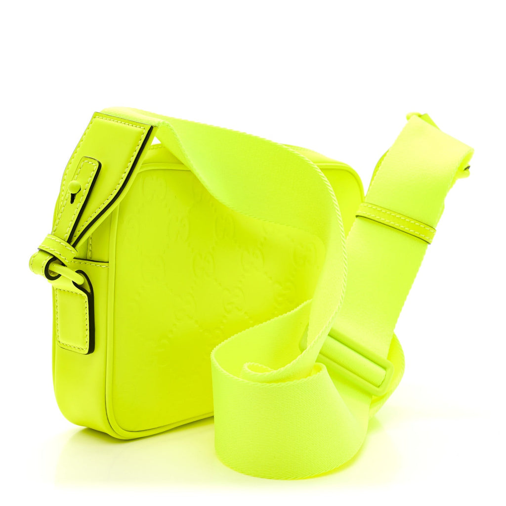 Gucci Rubber Effect Monogram GG Crossbody Bag Fluorescent Yellow