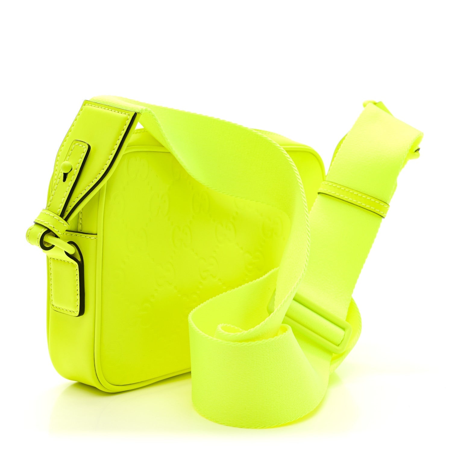 Gucci Rubber Effect Monogram GG Crossbody Bag Fluorescent Yellow