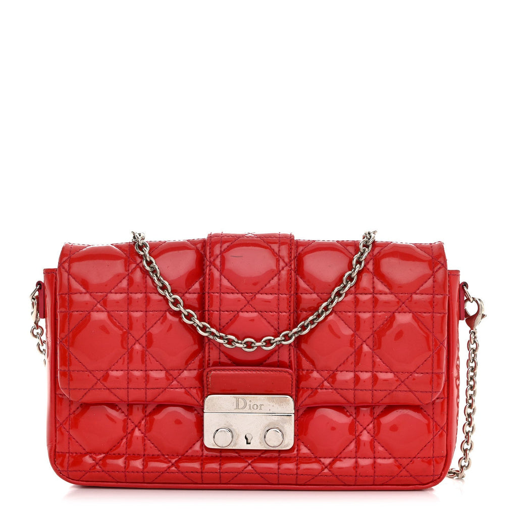 Christian Dior Patent Cannage New Lock Pouch Red