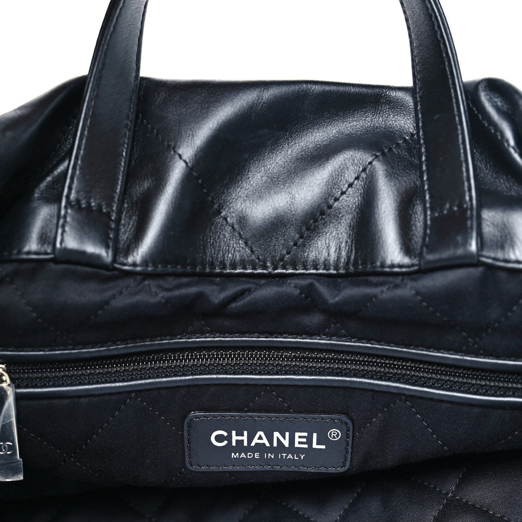 Chanel Shiny Calfskin Quilted Chanel 22 Backpack So Black