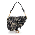 Christian Dior Oblique Embroidered Saddle Bag Blue