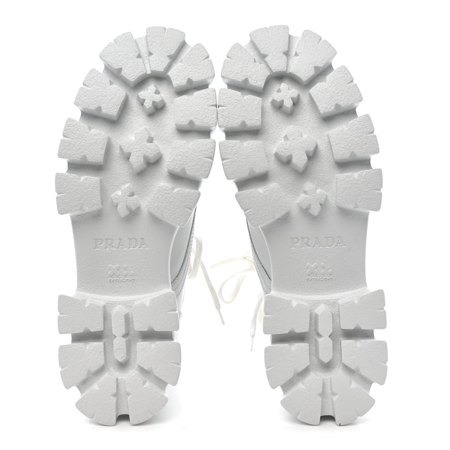 Prada Spazzolato Rois Re-Nylon Metal Triangle Logo Monolith Pouch Pocket 55mm Boots 40.5 White