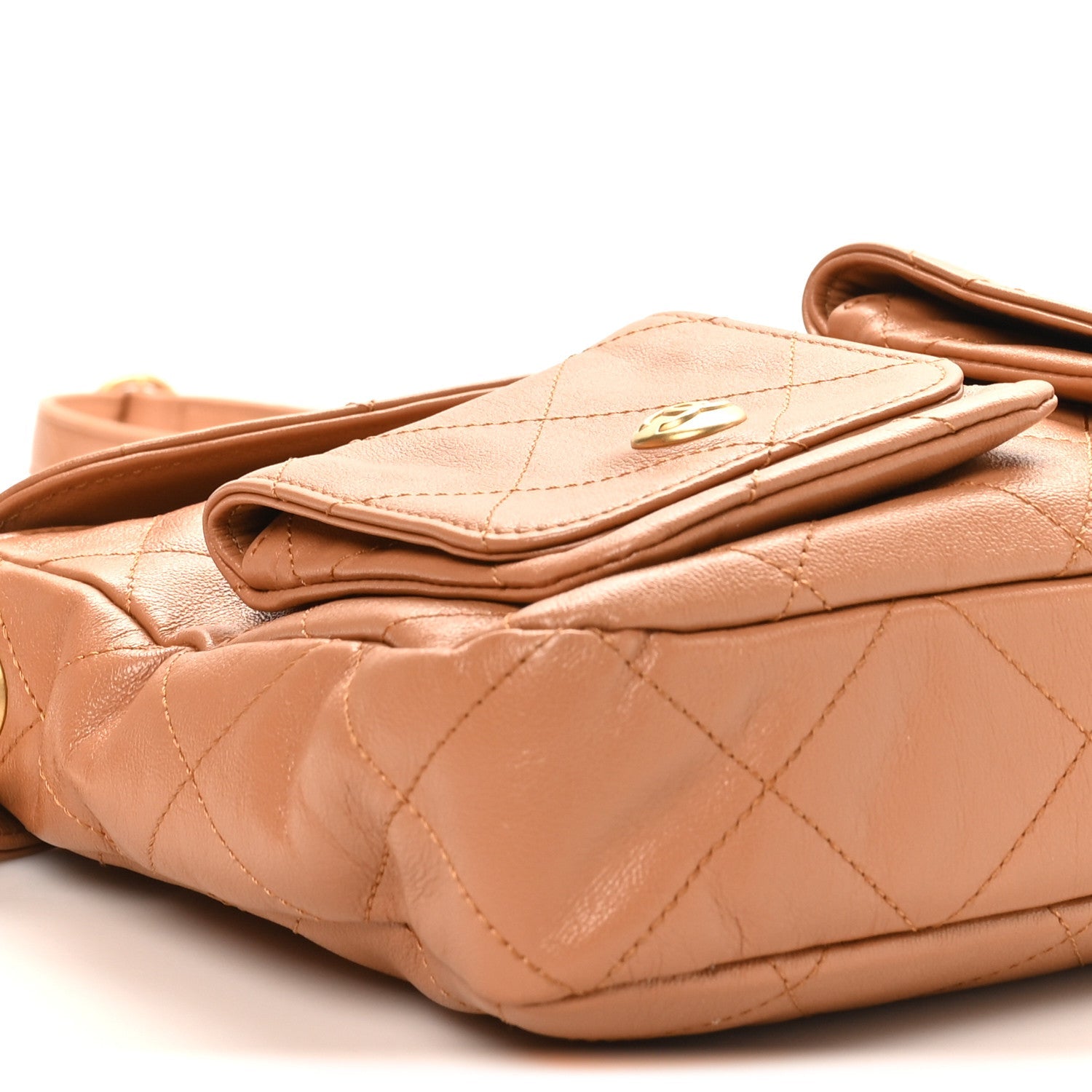 Chanel Shiny Calfskin Quilted Small Supple Twins Hobo Bag Brown