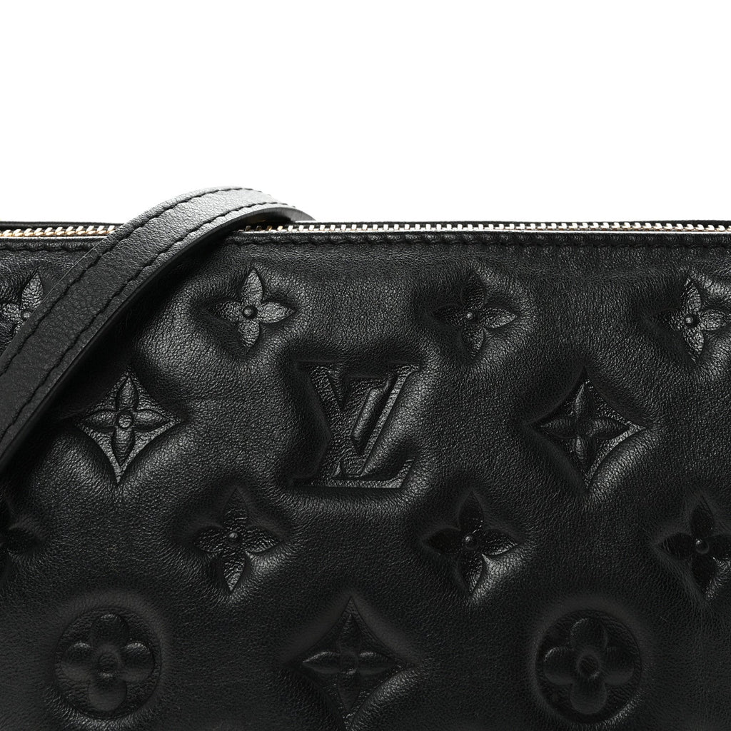 Louis Vuitton Lambskin Embossed Monogram Coussin BB Black