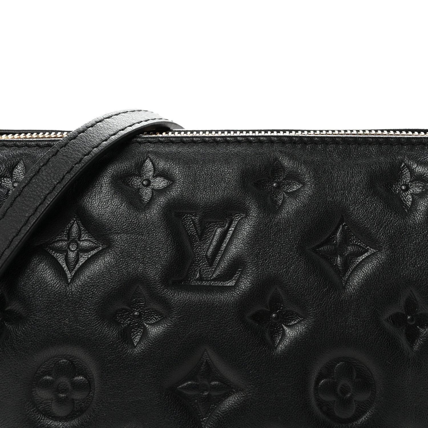Louis Vuitton Lambskin Embossed Monogram Coussin BB Black