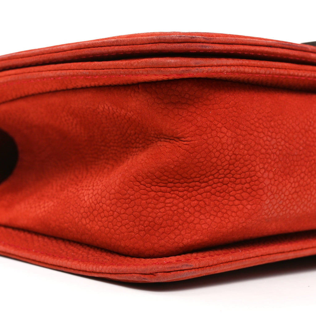 Chanel Suede Caviar Quilted Medium Boy Flap Red