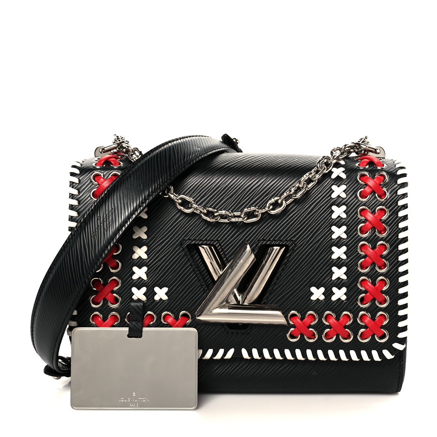 Louis Vuitton Epi Embroidered Twist Shoulder Bag MM  Black