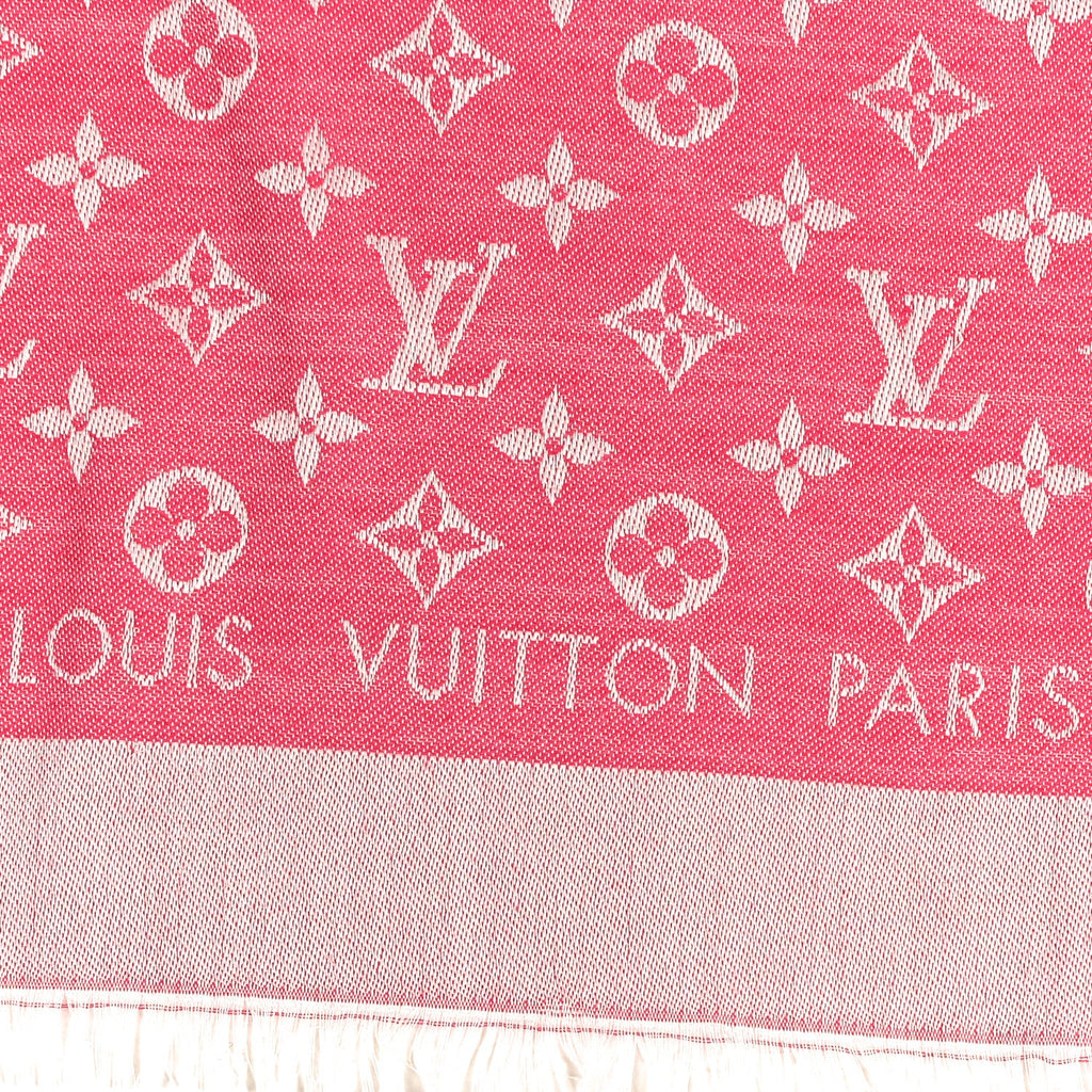 Louis Vuitton Wool Silk Monogram Denim Shawl Pivoine