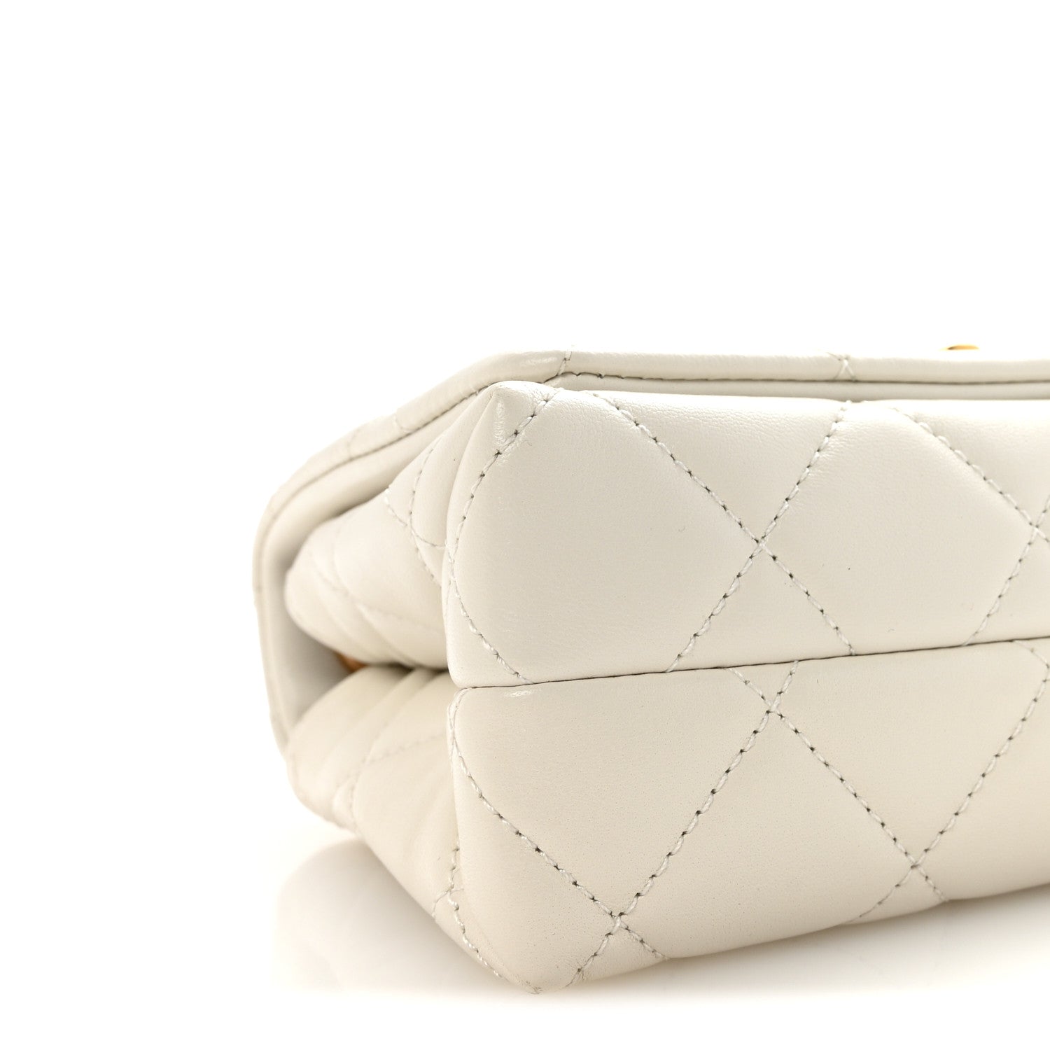 Chanel Shiny Lambskin Quilted Enamel CC Small Flap White