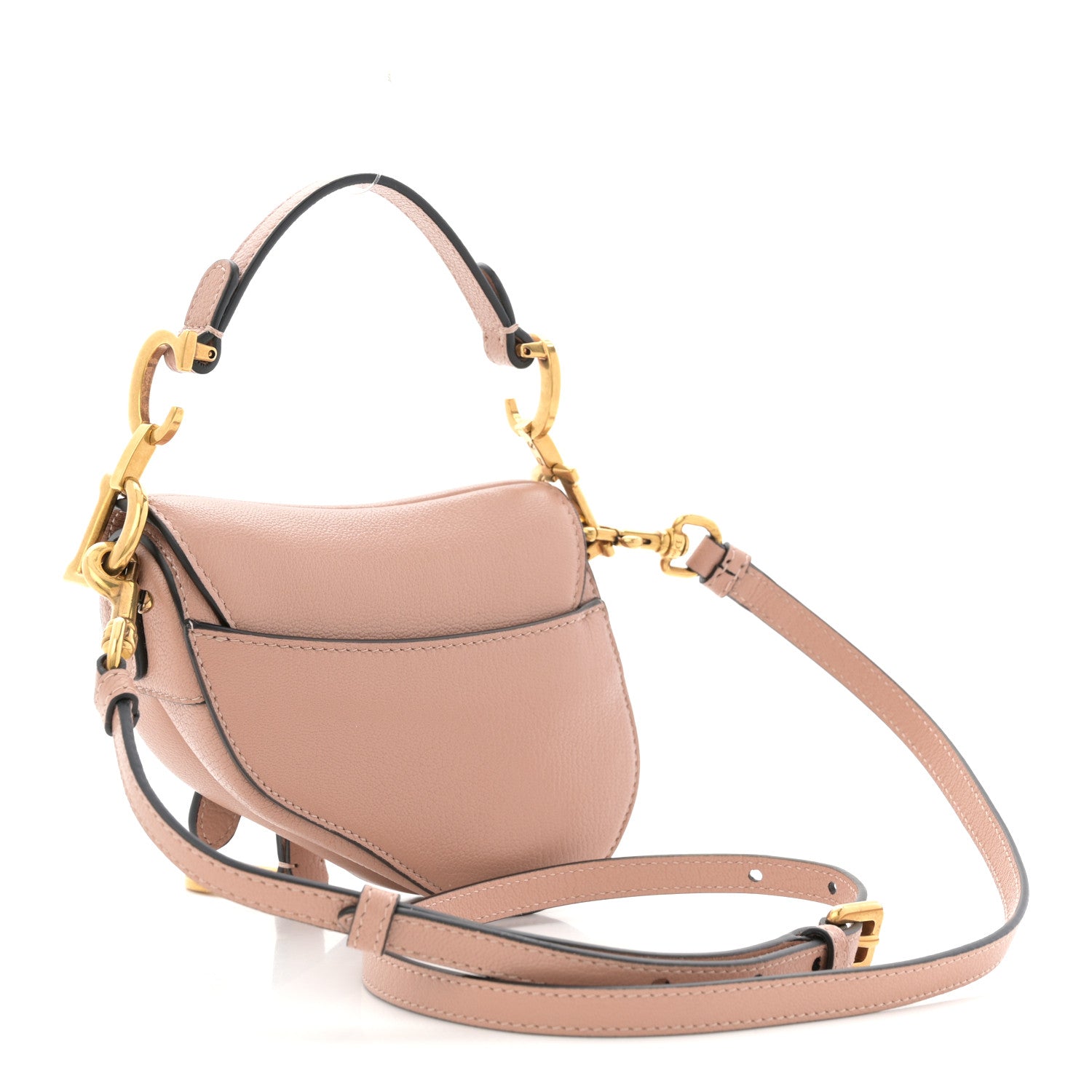 Christian Dior Goatskin Micro Saddle Bag Rose Des Vent