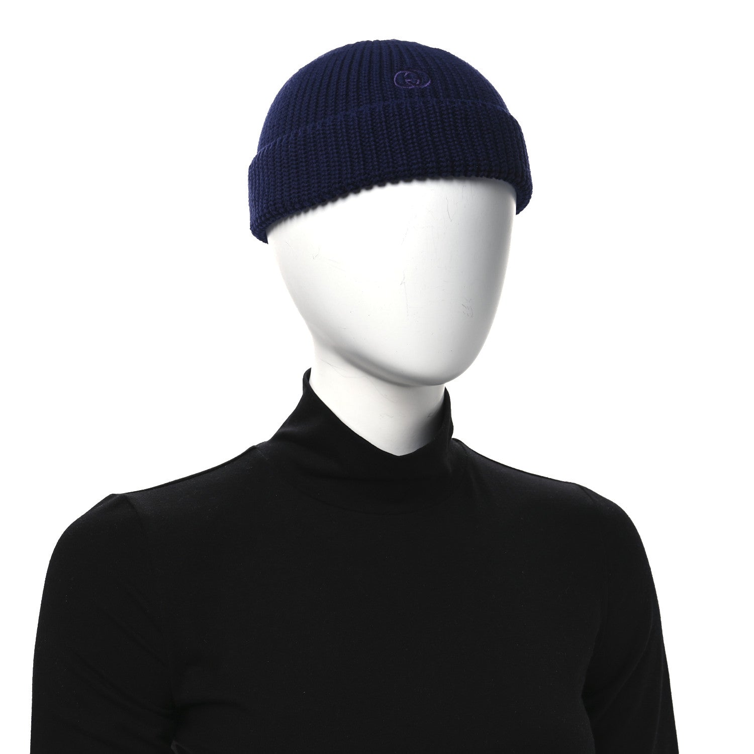 Gucci Wool Cashmere Knit Interlocking G Beanie Hat S Blue